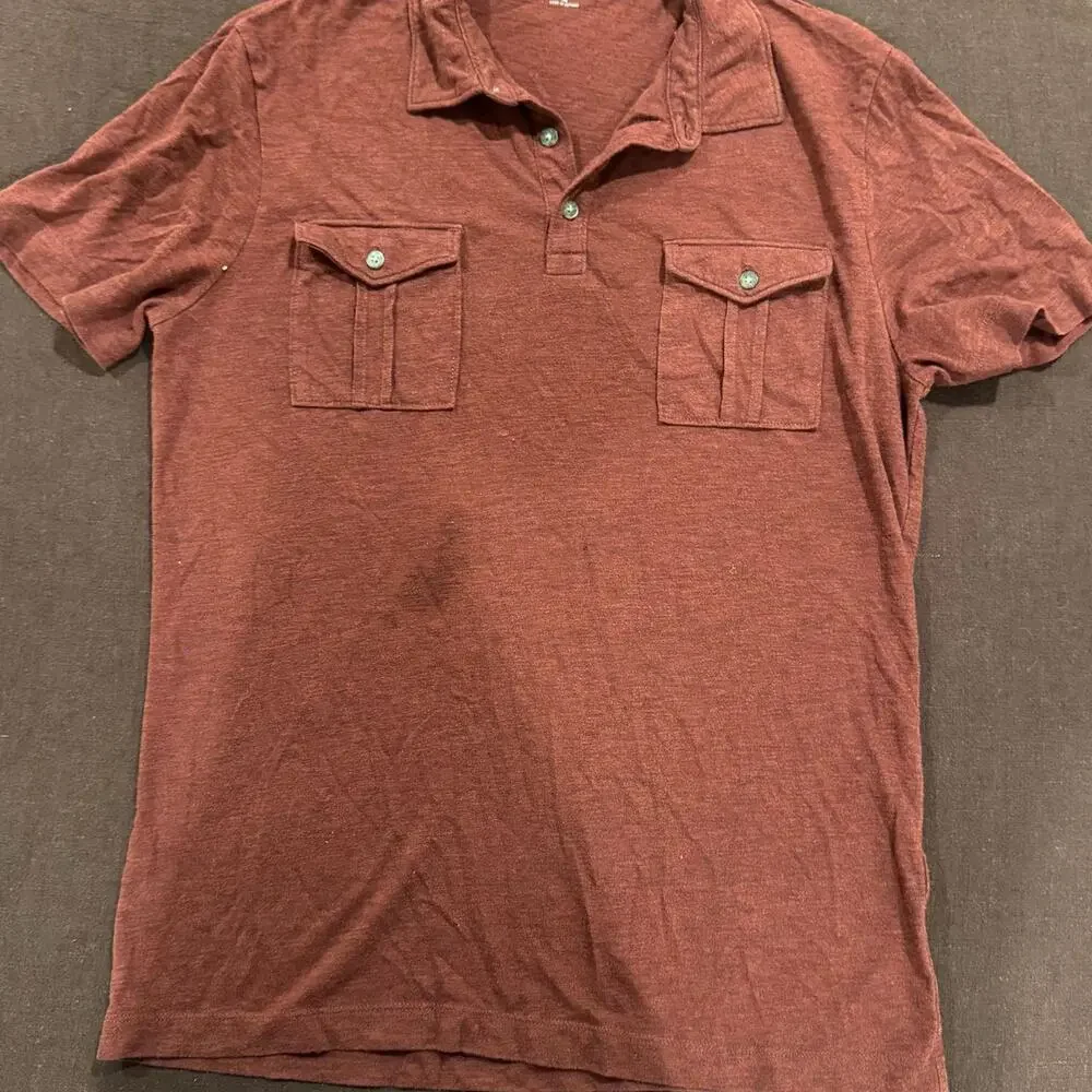 Banana republic burgundy double pocket polo